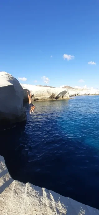 Sprung ins Meer bei Griechenland